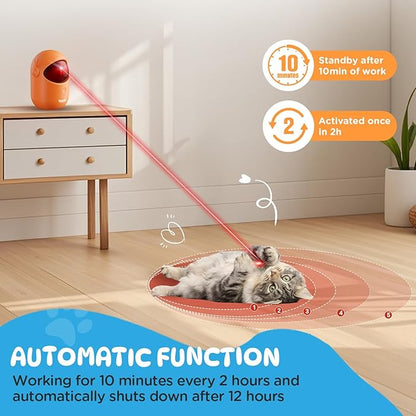 Interactive Cat Toys for Indoor Cats, Cat Laser Pointer Toy, Rechargeable Automatic Cat Toy with Timer & Speed Modes for Cats Dogs Training and Exercise(Orange)