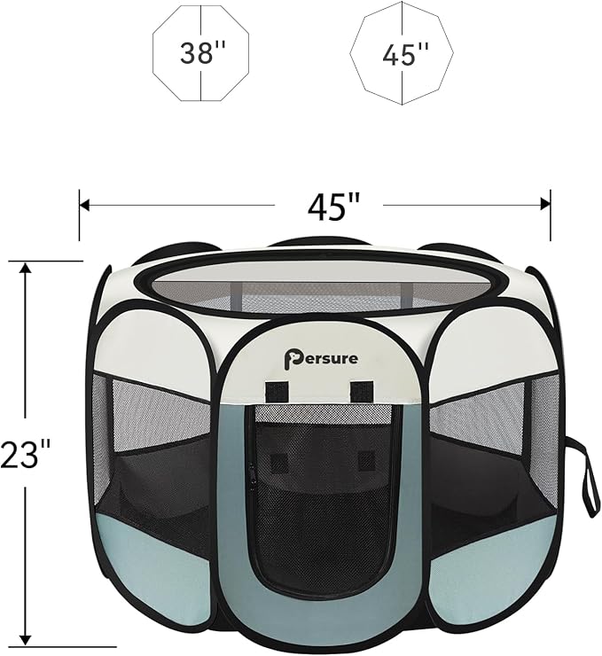 Dog Cat Playpen Indoor Outdoor for Puppy Pet Travel, Dogs Enclosure Tent Crates Cage for Recovery After Surgery, Portable Pop Up Dog Kennel with Carrying Case (Grey, Large)