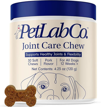 Petlab Co. Joint Care Chews for Dogs - High Levels of Glucosamine, Green Lipped Mussels, Omega 3 and Turmeric - Hip and Joint Supplement for Dogs to Actively Support Mobility, Packaging May Vary