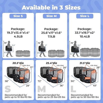 2-in-1 Cat Playpen, 90''Pop Up Dog Pet Playpen for Indoor Outdoor Cats Enclosure, Portable Pet Playpen, Kitten Puppy Foldable Play Pen Cat Dog Tent Crate Cage Kennel(No Divider, Unified Space)