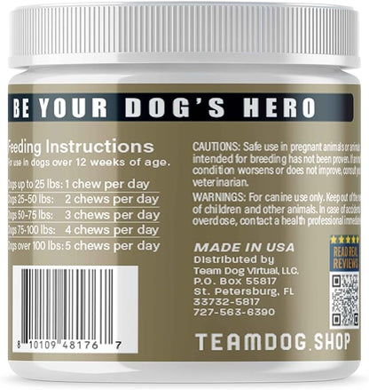 TEAM DOG Omega Skin and Coat Chews for Dogs | Wild Alaskan Salmon Oil for Dogs Skin and Coat Supplement | Allergy & Itchy Skin Relief for Dog Shedding | for a Glowing Coat & Healthy Skin | 120 Count