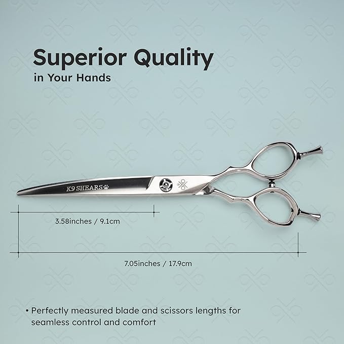 7" Curved Dog Grooming Scissors  Handcrafted, Ergonomic, VG10 Stainless Steel for Sharper, Tougher, Better Edge Retention, Lightweight Shears for Trimming Face and Paws.