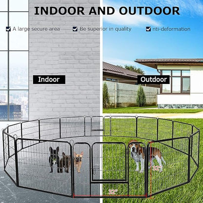 BestPet | Dog Playpen | 32 Inch, 16 Panels | Heavy Duty Metal Pet Exercise Pen | Indoor Outdoor Fence Panels | Rust-Resistant, Removable, Tool-Free Setup | Anti-Skid, Expandable Design
