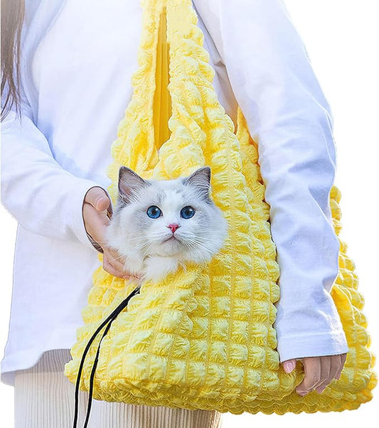 Dog Carrier Sling Cat Purse Carrier Bag Puppy Carrying Bag Pet Body Holder for Small Breeds Daily Use Walking Travel Outdoor, Yellow