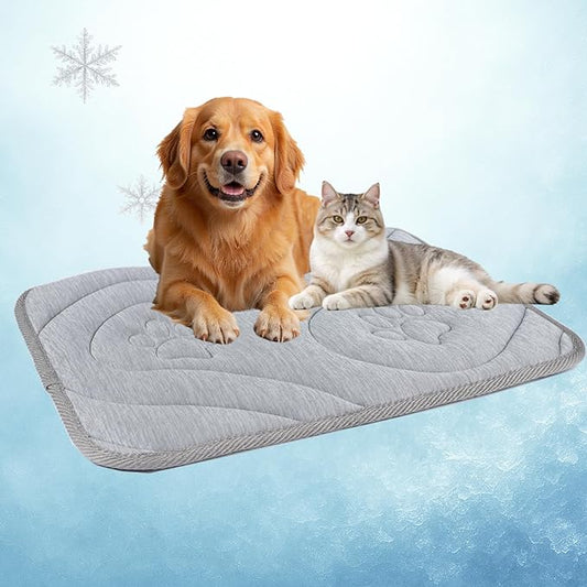 Dog Cooling Mat, Reversible Cool & Warm Pet Orthopedic Pad, Thick Mat for Summer & Winter, Machine Washable, Portable for Crate, Kennel, Bed, Floor, Sofa, Car (Cool Grey, Medium: 36" x 22")