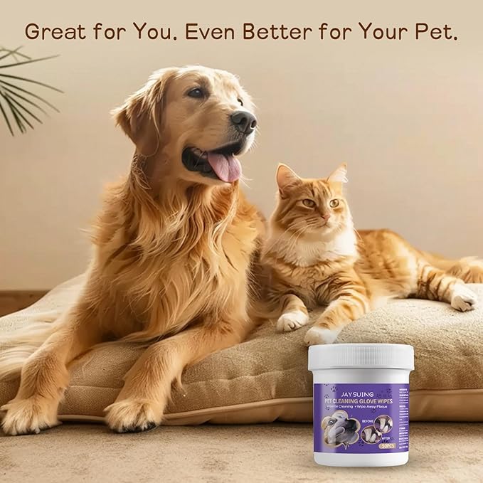 Dog Teeth Cleaning Wipes, Dental Finger Wipes for Cats & Dogs, No-Rinse Dog Finger Toothbrush, Removes Plaque & Tartar, Freshens Breath, Gentle Gum Care, Disposable Pet Oral Wipes, 50 Count