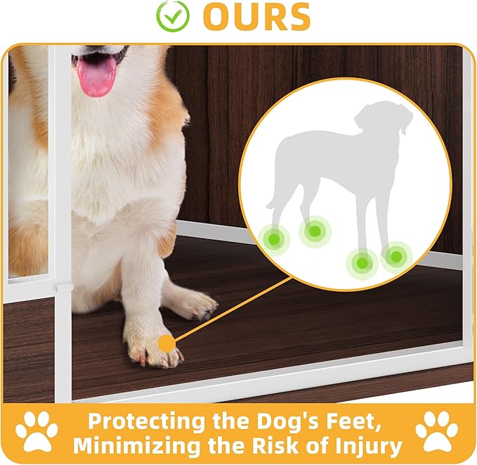 YITAHOME 52 Inch Corner Dog Crate Furniture, Heavy Duty Dog Kennel Indoor Furniture End Table Side Table Dog Crate, Modern Indoor Pet Crate Wooden Dog Crate for Large Dogs, White Walnut