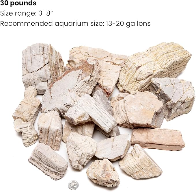 SubstrateSource Natural Stone for Aquarium, Terrarium, Paludarium, Reptile Enclosures - Set of Decorative Rocks for Landcapes, Aquascaping, Fish Tank Decor (Sand Stone, 30 Pounds, 3-8")