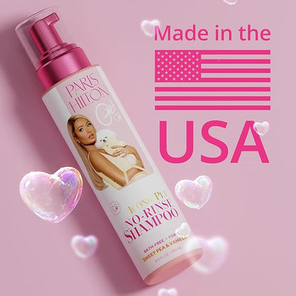 Paris Hilton Pet Iconic Sweet Pea & Vanilla Scent No-Rinse Dog Shampoo, Waterless Dog Wash, Hypoallergenic, 280ml  Quick Clean for Dogs, Easy Grooming, No Rinse Needed