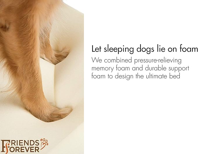 Friends Forever X-Large Dog Bed, Orthopedic Dog Sofa Memory Foam Mattress, Calming Dog Couch Bed, Wall Rim Pillow, Water Resistant Liner, Washable Cover, Non-Slip Bottom, Chester, X-Large Cocoa Brown