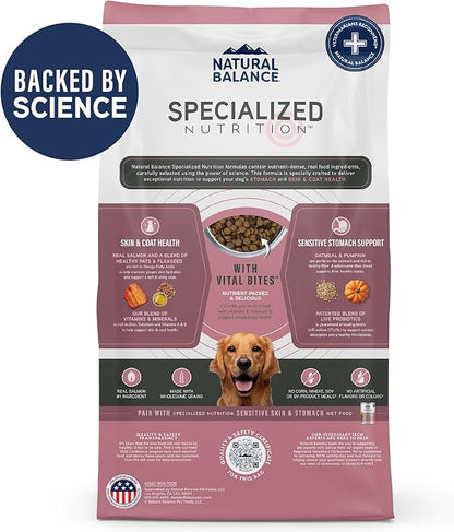 Natural Balance Specialized Nutrition Dry Dog Food with Salmon and Oatmeal for Dogs, Sensitive Skin & Stomach Dog Food, Natural Ingredients with Added Vitamins & Minerals - 22 lbs