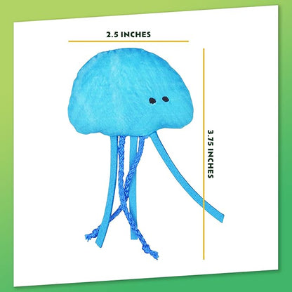 ZOOMIE Jelly Fish - Refillable Catnip Toy + Catnip | High Potency Hand Harvested Fresh Catnip | Soft Plush for Engaging Play