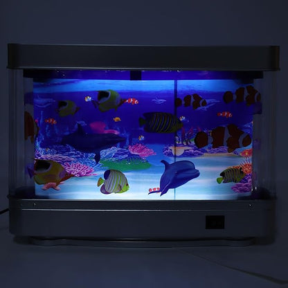 LED Tropical Fish Aquarium Night Light - Mini Artificial Aquarium with Moving Fish for Kids Baby - Unique Home Decor Gift