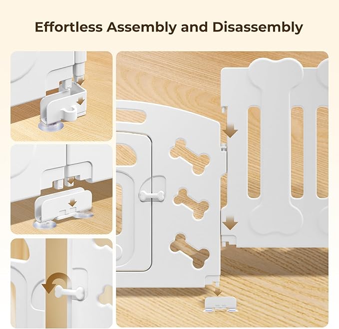 Dog Playpen with Door & Whelping Box, 10-Panel Lightweight Plastic Fence for Small to Medium Pets, Indoor/Outdoor Use, Portable, Durable, Non-Slip, Easy Assembly