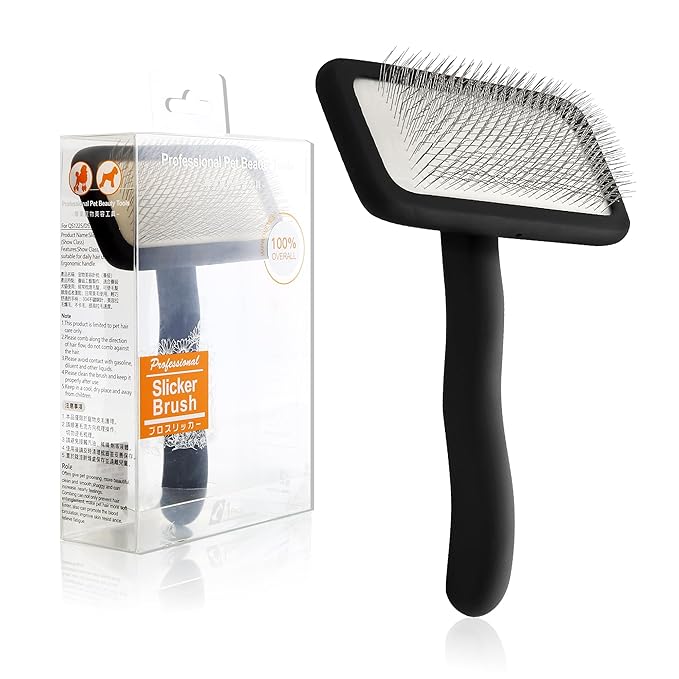 Fenice Peak Slicker Brush for Dogs Black Wooden Dog Brush Pet Comb for Poodles Goldendoodles Easy to Remove Tangles Dirt and Loose Hair Professional Dog Grooming Brush