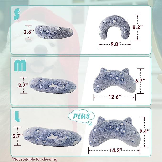 Pillow for Cats, Small Dog Neck Pillow Soft Fluffy Pet Calming Toy Half Donut Cuddler, U-Shaped Pillow for Pet, Joint Relief Sleeping Improve (Small, Blue)