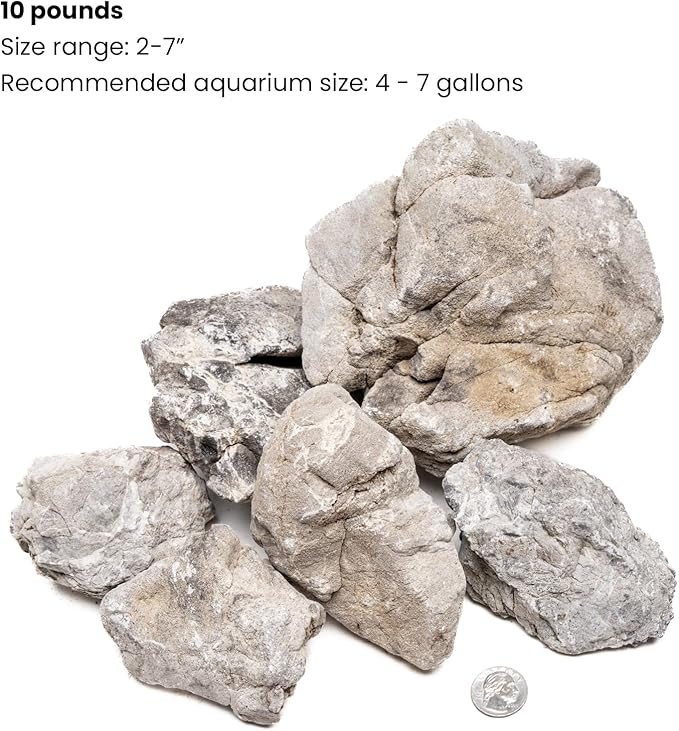 SubstrateSource Natural Stone for Aquarium, Terrarium, Paludarium, Reptile Enclosures - Set of Decorative Rocks for Landcapes, Aquascaping, Fish Tank Decor (Elephant Skin Stone, 10 Pounds, 2-7")