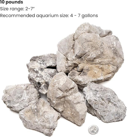 SubstrateSource Natural Stone for Aquarium, Terrarium, Paludarium, Reptile Enclosures - Set of Decorative Rocks for Landcapes, Aquascaping, Fish Tank Decor (Elephant Skin Stone, 10 Pounds, 2-7")