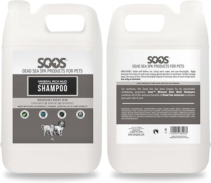 Soos Pet Mineral Rich Mud Dog and Cat Shampoo Natural Dead Sea Minerals Fast Absorbing Natural Ingredients - 1x (4L Gallon)