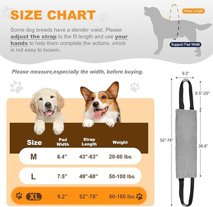 Adjustable Dog Lift Harness, Dog Sling for Large Dogs Hind Leg Support, Soft Lift Support Helps Senior, Injured, Disabled and After ACL Surgery Dogs-Black & Grey (X-Large)