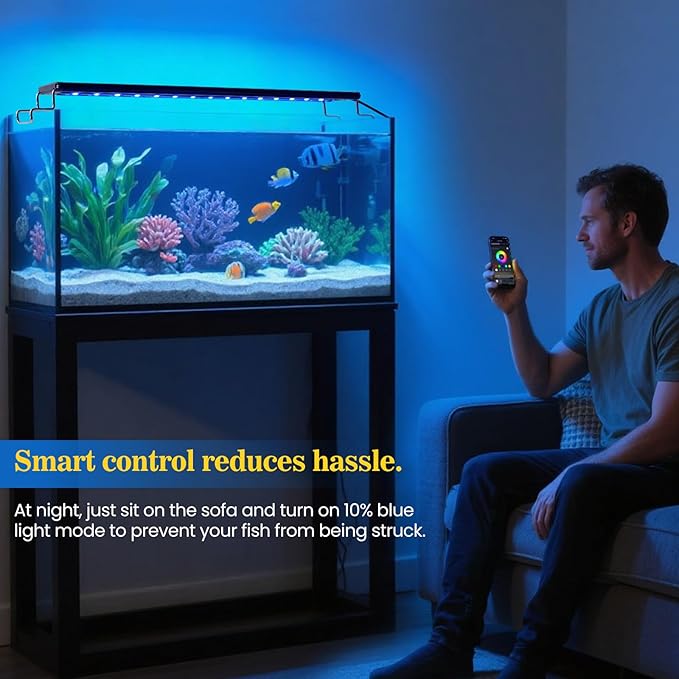 Full Spectrum Aquarium Light: Fish Tank Light with APP & Remote Timer Control for Aquatic Pet Plants Lovers - 11In Extendable Fish Tank Lights for 5-10 Gallon Freshwater Saltwater Aquarium