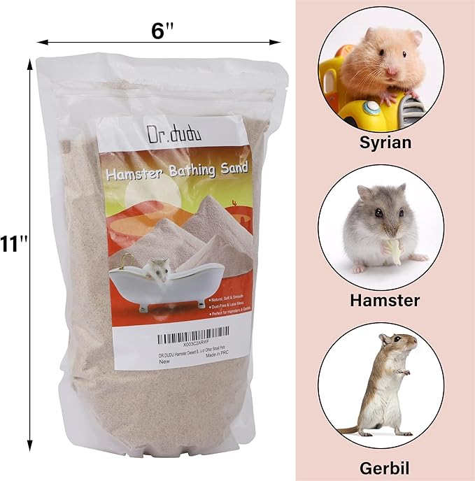 DR.DUDU Hamster Bath Sand, 6.6lb Dust Free Desert Sand or Potty Litter Sand for Hamster Chinchillas Gerbil Syrian Mice Small Animals (Beige)