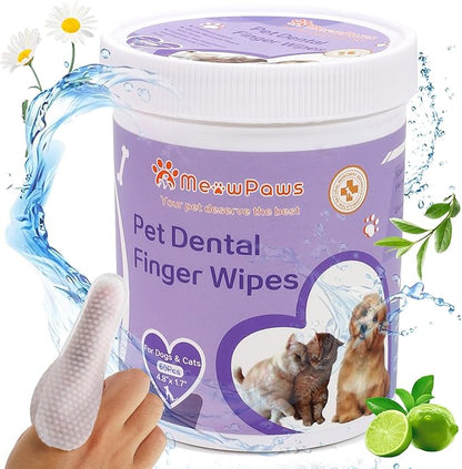 Dog Teeth Cleaning Wipes and Ear Wipes 240 Counts Gift Packaging, Pet Dental Finger Wipes for Dogs and Pet Ear Cleaner Finger Wipes, Gently Remove Ear Wax and Reduces Plaque, Freshen Breath