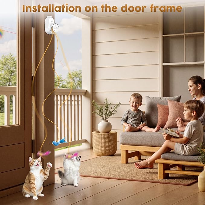 Interactive Cat Toys for Indoor Cats - Automatic Flying Bird & Mouse Wand Enrichment Toy, Hands-Free or Handheld USB-Rechargeable Safe Play Chase Exercise for Bored Kittens and Adult Cats