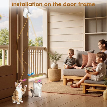 Interactive Cat Toys for Indoor Cats - Automatic Flying Bird & Mouse Wand Enrichment Toy, Hands-Free or Handheld USB-Rechargeable Safe Play Chase Exercise for Bored Kittens and Adult Cats