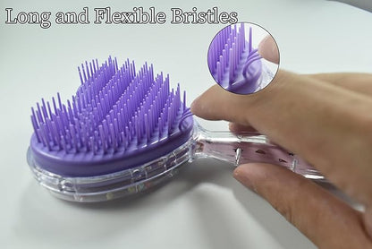 Soft Dog Brush for Small Dogs - Gentle Puppy Massaging Brush for Shih Tzus, Yorkies, Maltipoos, Maltese, Cats & Rabbits - Love Shape Design for All Hair Types (Purple)