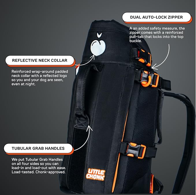 The Maxine One Small Dog Carrier by Little Chonk | Dog Backpack Carrier for Small Sized Breeds | Adjustable Front Facing Pet Carrier for Travel | Dog Hiking Backpack -Bark After Dark Black