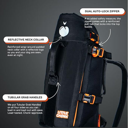 The Maxine One Small Dog Carrier by Little Chonk | Dog Backpack Carrier for Small Sized Breeds | Adjustable Front Facing Pet Carrier for Travel | Dog Hiking Backpack -Bark After Dark Black