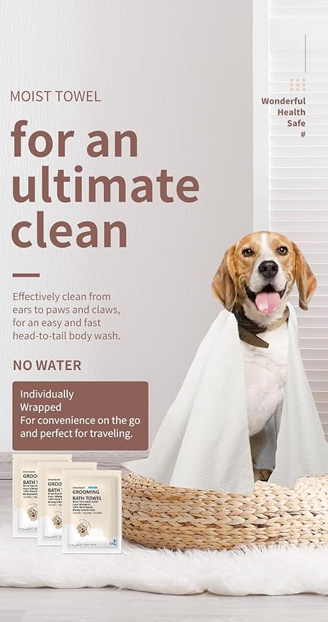 Toner Depot XL Pet Grooming Bath Wipes, Huge Rinse-Free Towels for Cleaning and Deodorizing Plant-Based Hypoallergenic Wipes for Dogs and Cats, 3 Pack (Large 12x18)
