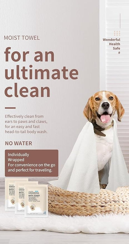 Toner Depot XL Pet Grooming Bath Wipes, Huge Rinse-Free Towels for Cleaning and Deodorizing Plant-Based Hypoallergenic Wipes for Dogs and Cats, 3 Pack (Large 12x18)