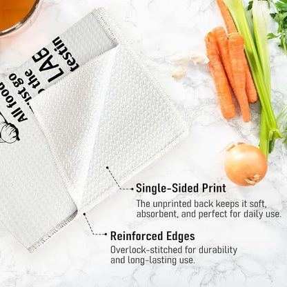 All Food Must Go to The Lab for Testing Kitchen Towels 24x16, Funny Labrador Retriever Gifts, Dish Hand Towel for Farmhouse Kitchen Decor