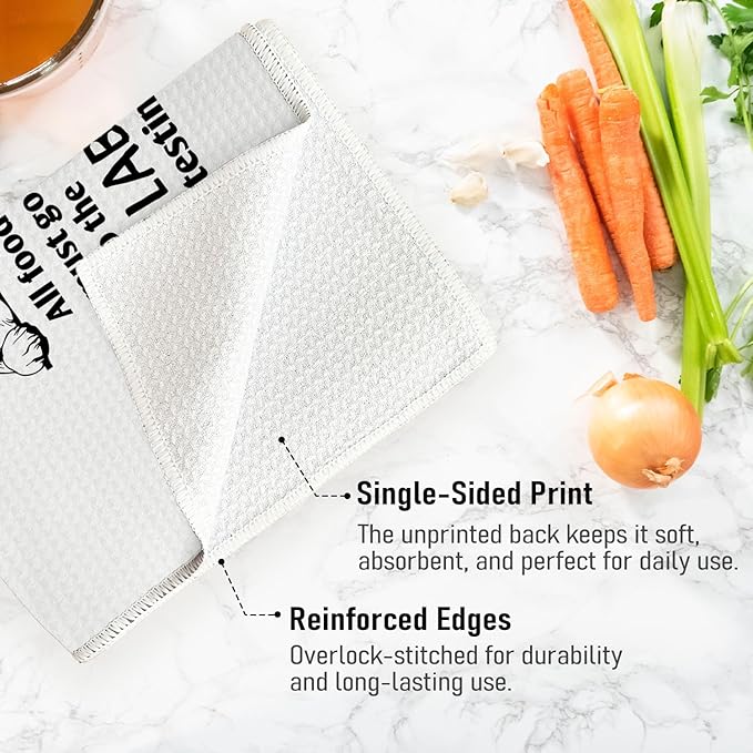 All Food Must Go to The Lab for Testing Kitchen Towels 24x16, Funny Labrador Retriever Gifts, Dish Hand Towel for Farmhouse Kitchen Decor