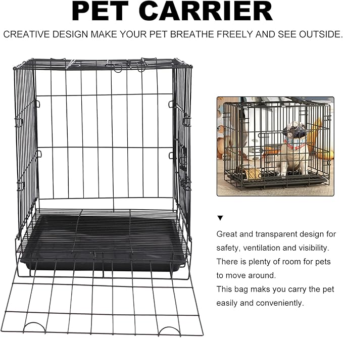 POPETPOP Dog Kennel Pet Folding Cage Collapsible Dog Cage Indoor Outdoor Dog Crate Small Metal Wire Dog Crate with Leak- Pan Portable Pet Cage for Puppy Cat Rabbit Large Dog Crate