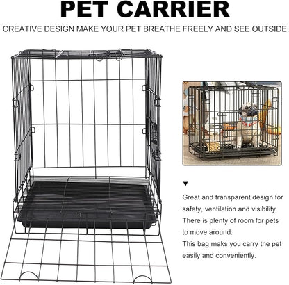 POPETPOP Dog Kennel Pet Folding Cage Collapsible Dog Cage Indoor Outdoor Dog Crate Small Metal Wire Dog Crate with Leak- Pan Portable Pet Cage for Puppy Cat Rabbit Large Dog Crate