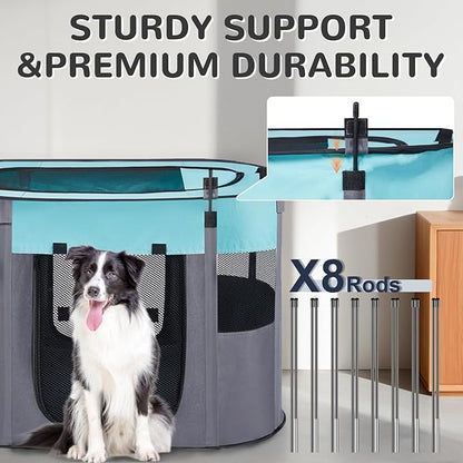 Portable Dog Playpen,Foldable Dog Cat Kennel Tent Cage,Dog Cat Rabbit Crates for Travel Water-Resistant Breathable Shade Cover,Indoor Outdoor Travel Camping Use for Small Puppy Pet Green L