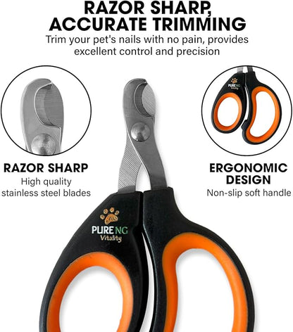 PNG Premium Pet Nail Clippers | Cat Nail Clipper Stress-Free | Recommended Trimming Tool for Dogs and Cats | Sharp Razor and Durable Blade | Ergonomic Design | Non-Slip Soft Handle (Black and Orange)