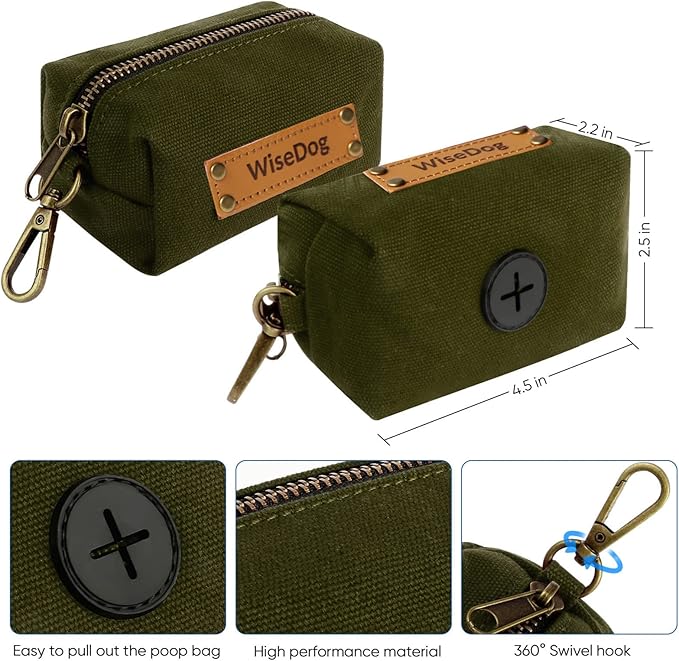 Wisedog Dog Collar and Leash Set, Waterproof Adjustable Puppy Collars with Cute Tag 6FT Dog Leash with Poop Bag for Small Medium Large Dogs (L, Green)