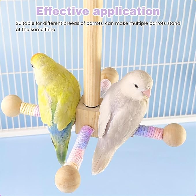 Wooden Perches for Bird Cages -360° Rotating Interactive Bird Perches for Cage，Suitable for Small and Medium-Sized Birds，Conure Budgies Cockatiels Lovebird Mynah Finches