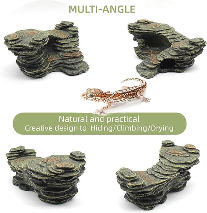 Turtle Basking Platform Shale Scape Step Ledge, Reptile Ladder Resting Terrace Aquarium Decor, Great for Reptiles, Amphibians, Frogs, Small Turtle