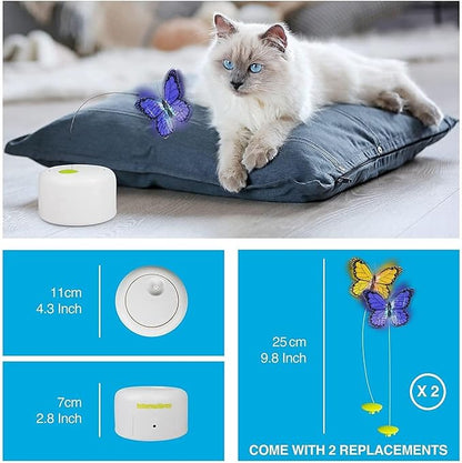 ALL FOR PAWS Interactives Cat Teaser Toy Flutter Bug Cat Wand Toy Fun Playing Toys Kitten Toys with Shiny Butterfly
