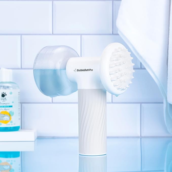 Dog Brush with Auto Foam Shampoo Dispenser  Pet Bath & Massage Brush for Dogs and Cats  Soft Silicone Grooming Tool for Easy Cleaning and Relaxing Massage