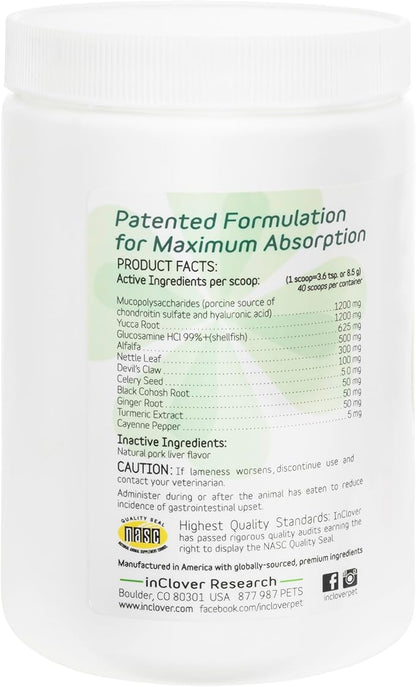 InClover Connectin Natural Hip & Joint Supplement for Dogs with Glucosamine, Chondroitin & Hyaluronic Acid - Powder for Dog Mobility, Comfort & Active Lifestyle Support, 12oz