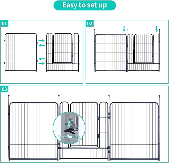 Dog Playpen,Portable Outdoor Dog Fence, Dog Playpen for Large/Medium/Small Dogs, Dog Fences for The Yard,with Doors Foldable Metal (32 inch, 40 Panels)