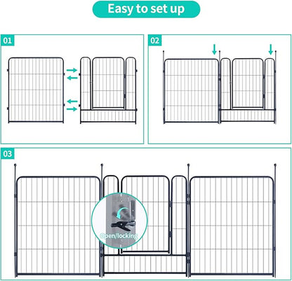 Dog Playpen,Portable Outdoor Dog Fence, Dog Playpen for Large/Medium/Small Dogs, Dog Fences for The Yard,with Doors Foldable Metal (32 inch, 40 Panels)