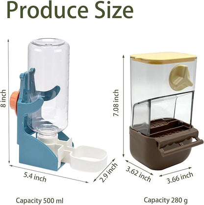 Automatic Bird Feeder for Cage, No Mess Automatic Bird Feeder Water Dispenser Set Acrylic Parrot Food Container Drinker Cage Accessories for Small Birds Canary Parakeet Finch Cockatiel Lovebirds