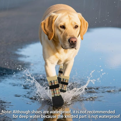 PUPTECK Dog Shoes for Hot Pavement Small Medium Large Size Dogs, Booties and Paw Protectors for Hardwood Floors, Grippy Socks to Prevent Licking Rubber Rain Hiking Boots for Senior Anti Slip